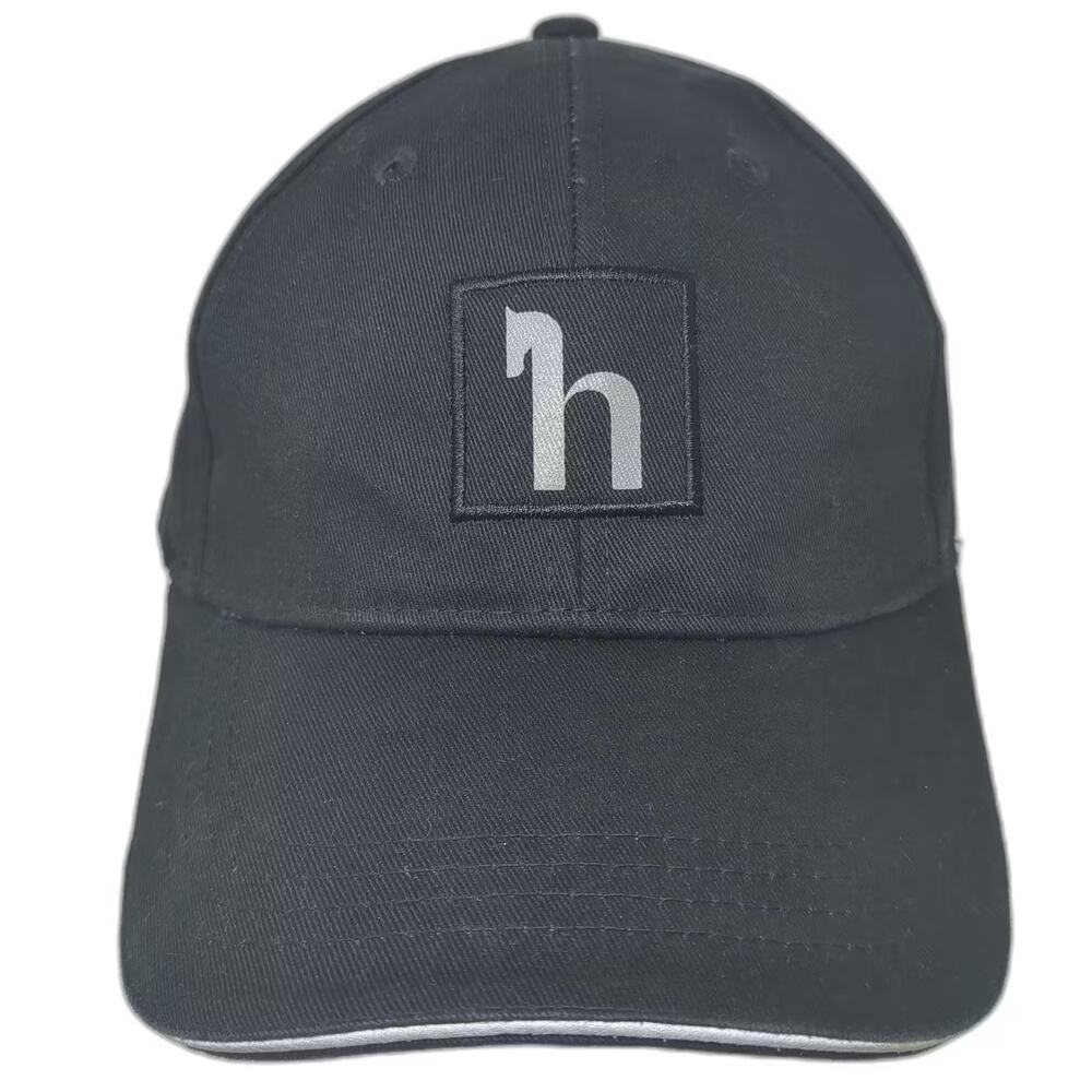 Horze Baseball Cap Black Gray OS Slideback Cotton Embroidered Logo Piping Hat